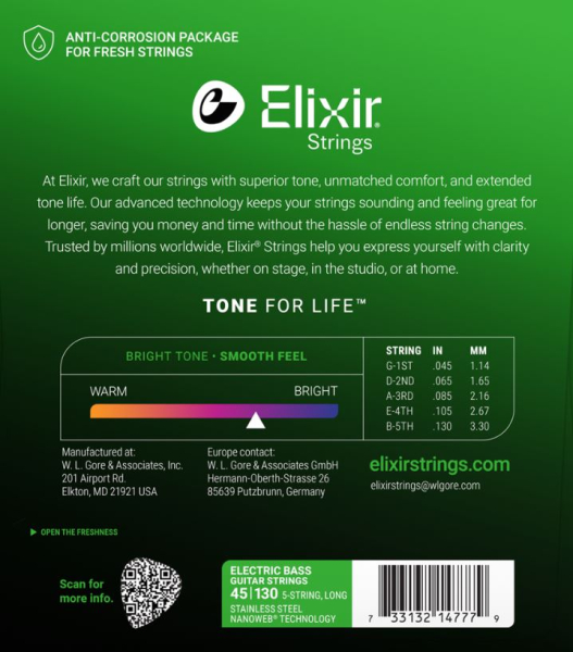 Preview: Elixir 14777 Stainless Steel E-Bass Strings, 45-130